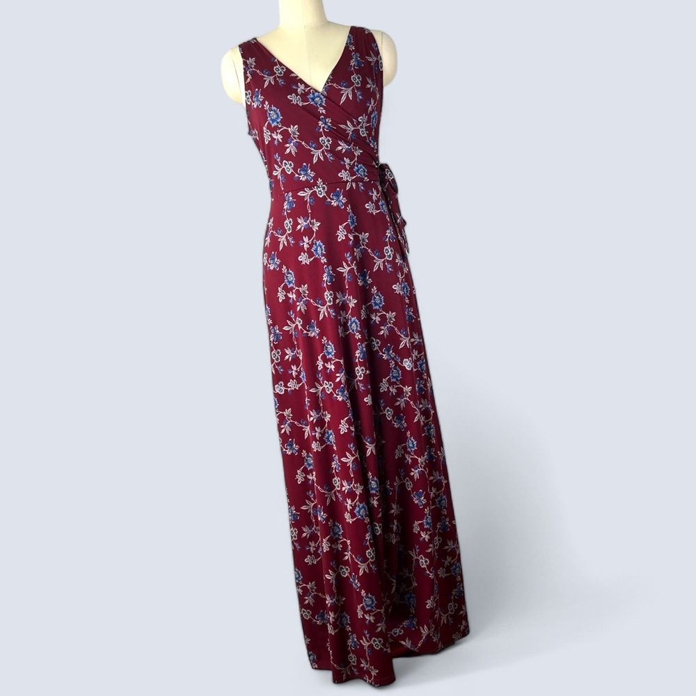 Gilli Tie-Waist Maxi Dress, lined faux wrap